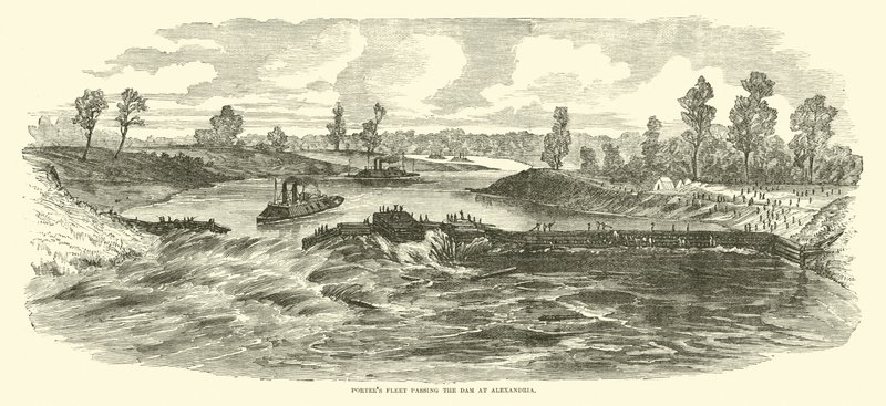 La flotte de Porter passant le barrage à Alexandria, mai 1864 - American School