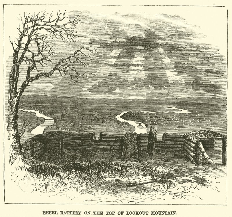 Batterie rebelle au sommet de Lookout Mountain, novembre 1863 - American School