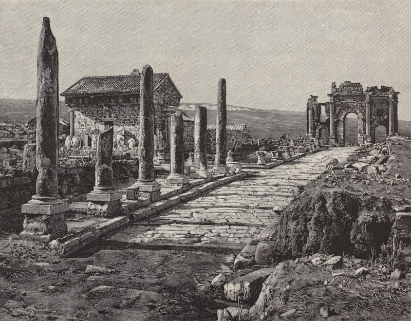 Ruines de la ville romano-berbère de Timgad (ancienne Thamugas), Algérie (gravure) - American School