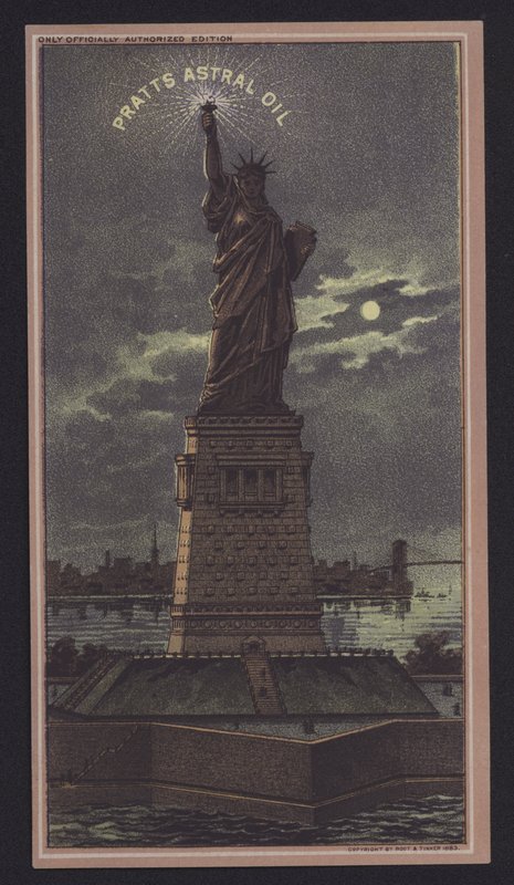 Statue de la Liberté la nuit, huile astrale Pratts - American School