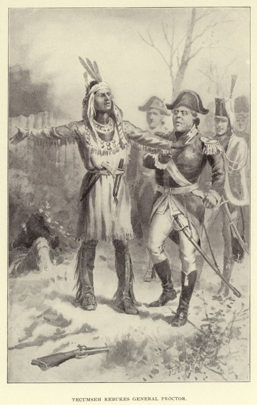 Tecumesh réprimande le général Proctor (litho) - American School