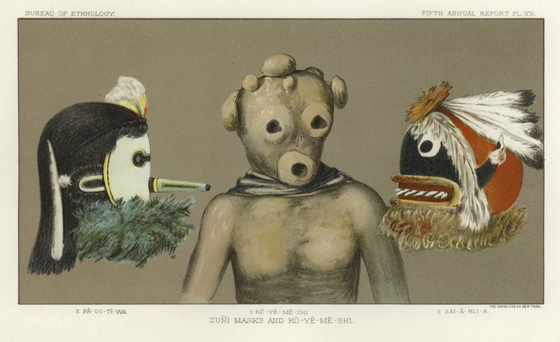 Masques Zuni et Ko-Ye-Me-Shi - American School