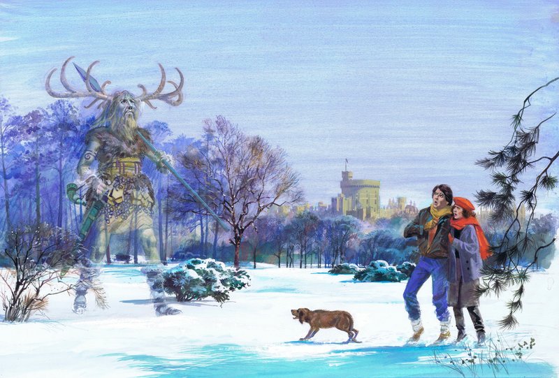 Herne le chasseur apparaissant dans le grand parc de Windsor (gouache sur papier) - Andrew Howat