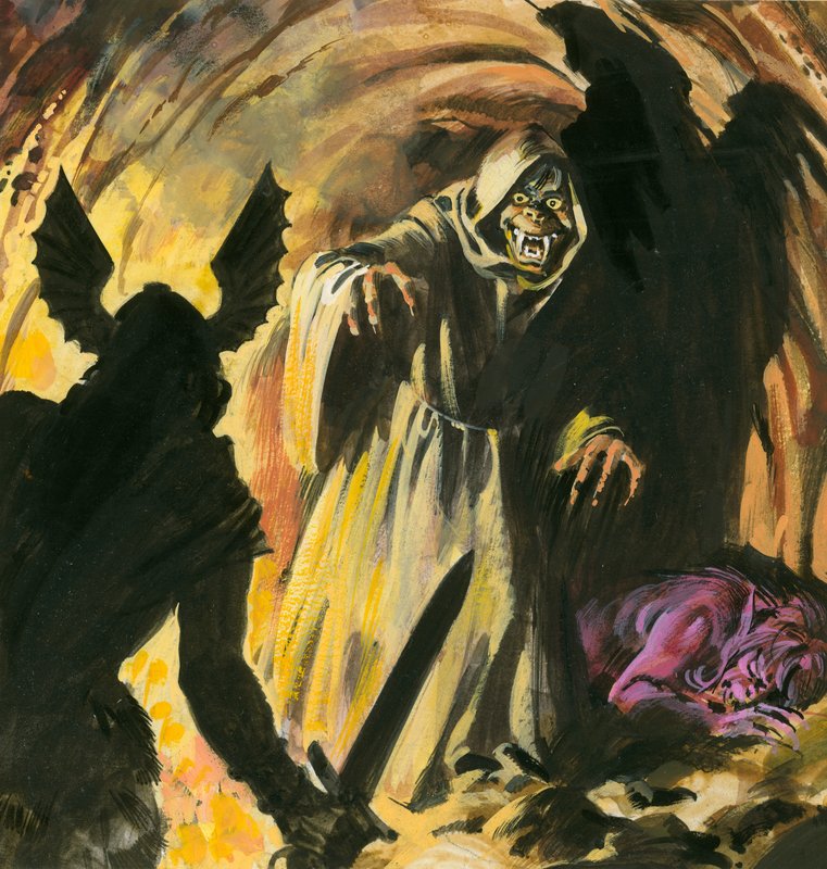 Scène de Beowulf (gouache sur papier) - Andrew Howat