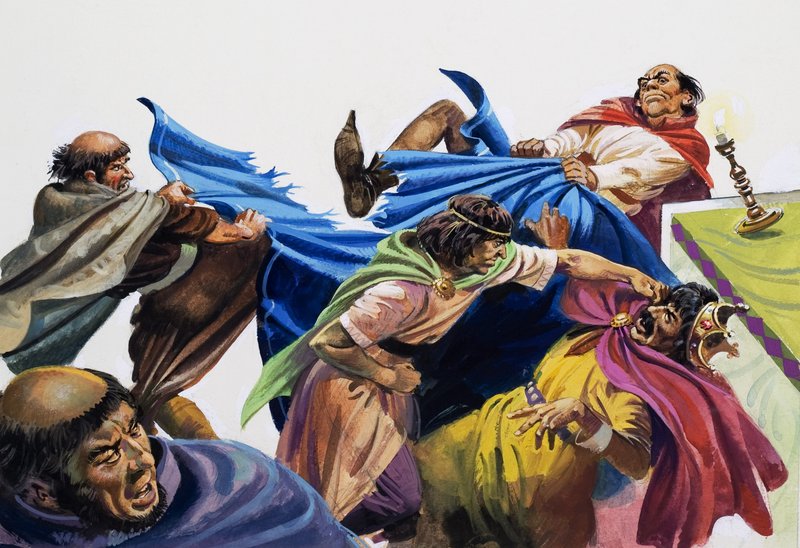 La visite du pape au roi Louis VII (gouache sur papier) - Andrew Howat
