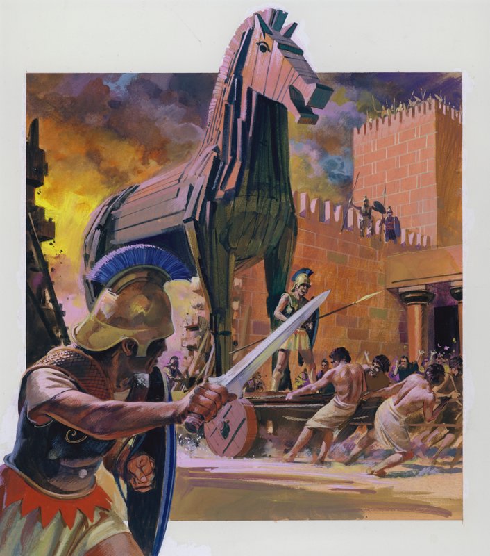 Le cheval de Troie (gouache sur papier) - Andrew Howat