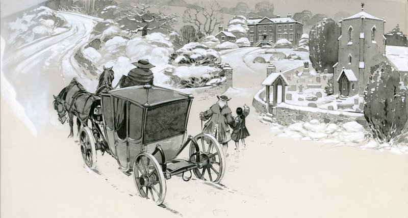 Maison du 18e siècle dans la neige - Angus McBride