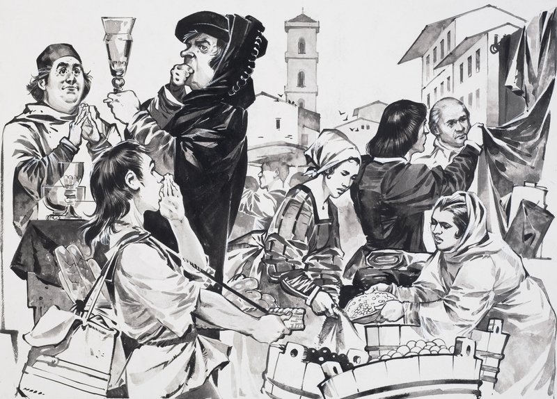 Commerce florentin (gouache sur papier) - Angus McBride
