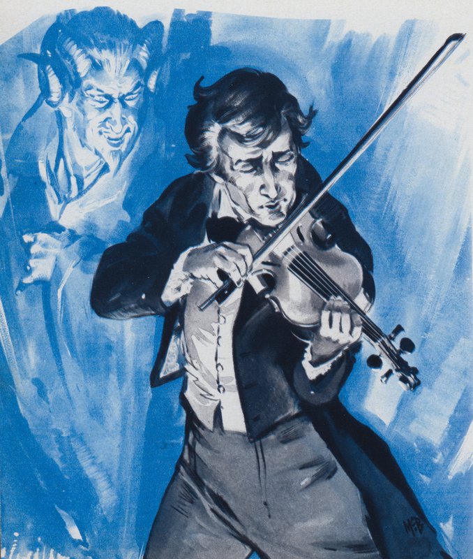 Nicolo Paganini - avait-il vendu son âme au diable (lithographie couleur) - Angus McBride