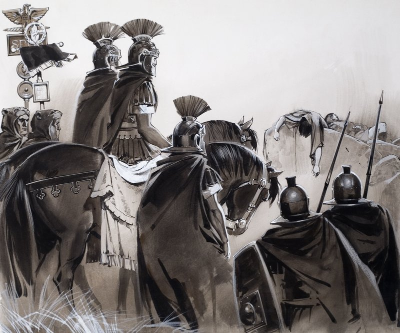 Soldats romains après une bataille (gouache sur papier) - Angus McBride