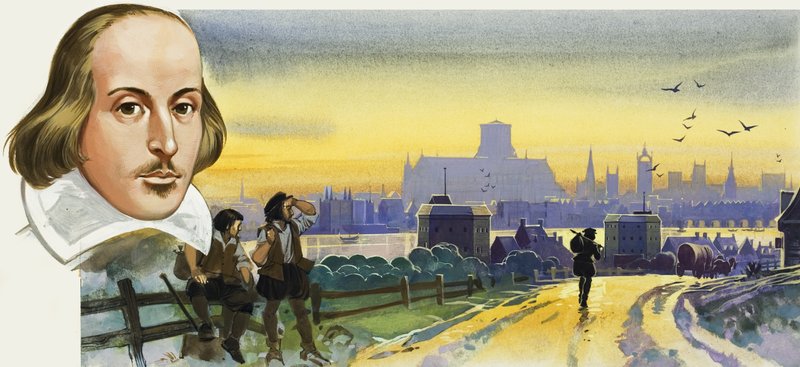 Shakespeare et le vieux St Paul (gouache sur papier) - Angus McBride