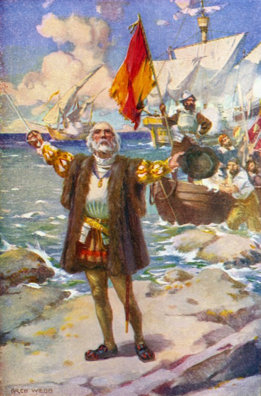 Le Débarquement de Colomb - Archibald Bertram (after) Webb