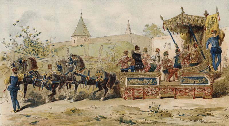 Char de marchands transportant des musiciens, Pays-Bas espagnols, 16ème siècle - Armand Jean Heins