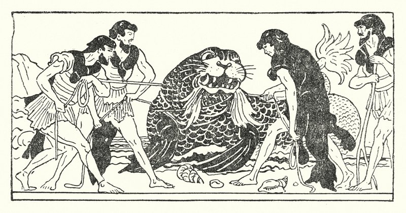 Ménélas et ses compagnons tentant de capturer le dieu de la mer Protée - Armand Joseph Bonamy