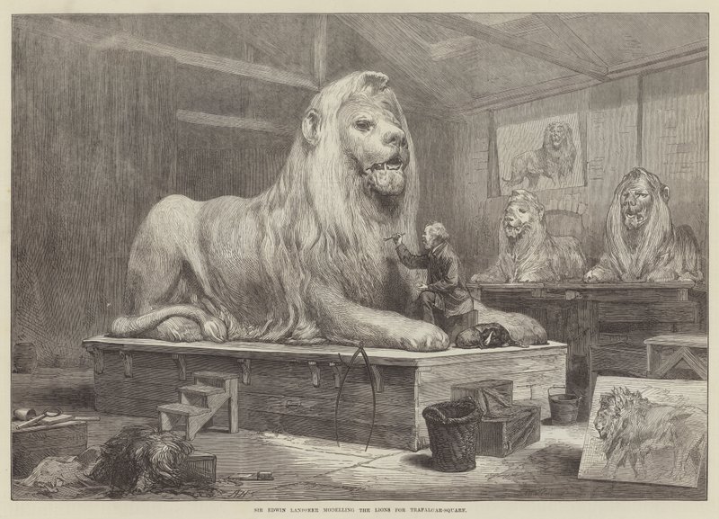 Sir Edwin Landseer modelant les lions pour Trafalgar Square - Arthur Hopkins