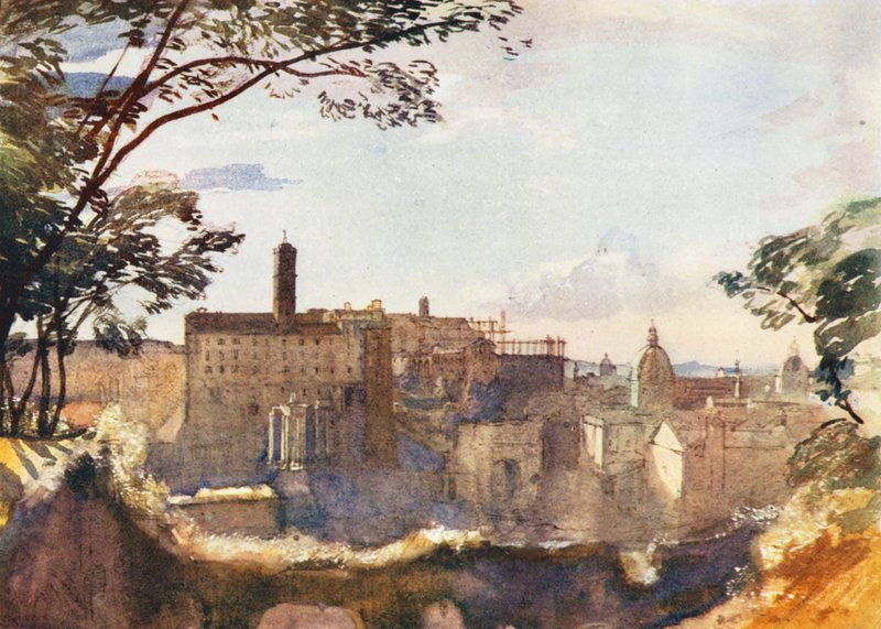 Rome : Le Capitole depuis le Palatin (lithographie en couleur) - Aubrey Waterfield