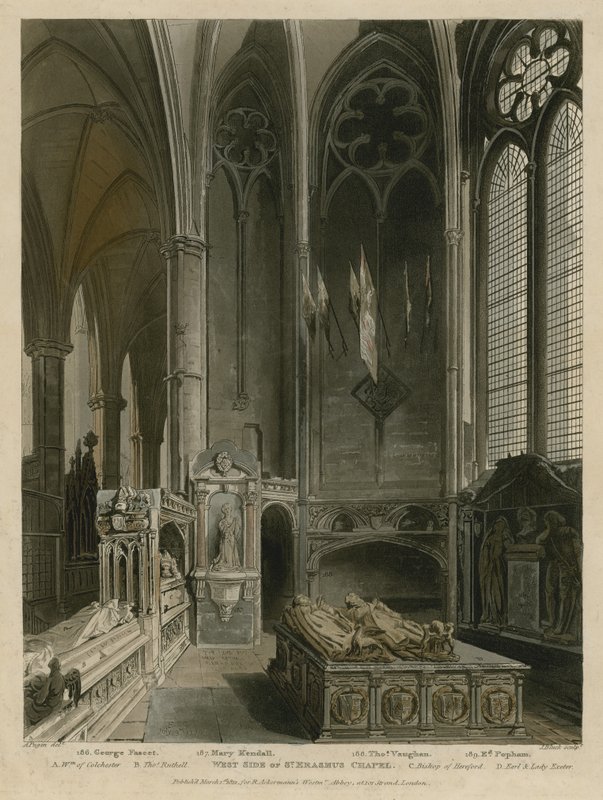 Côté Ouest de la Chapelle Saint-Érasme, Abbaye de Westminster, Londres - Augustus Charles Pugin