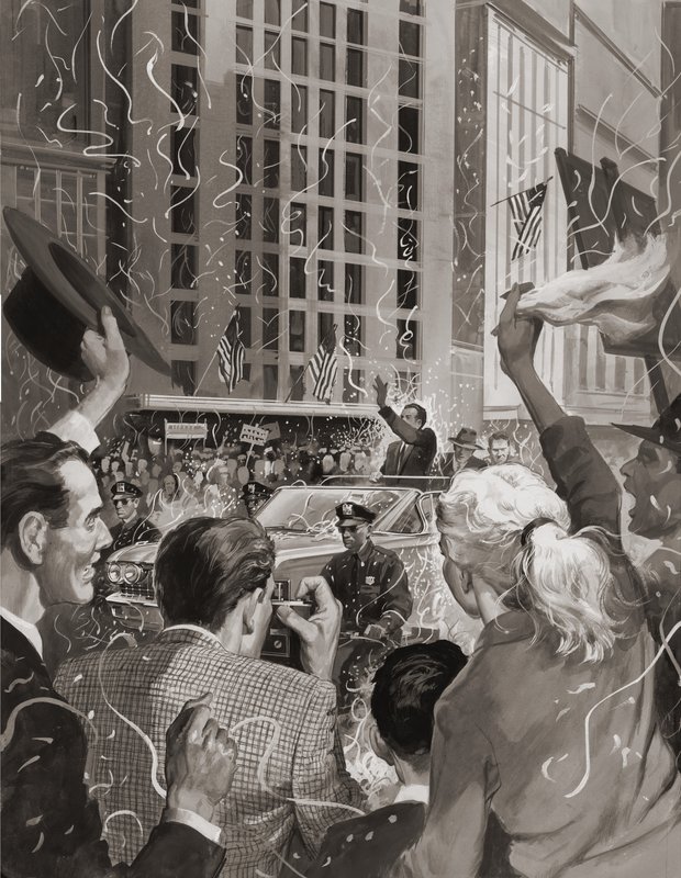 Richard Nixon élu président des Etats-Unis (gouache sur papier) - Barrie Linklater
