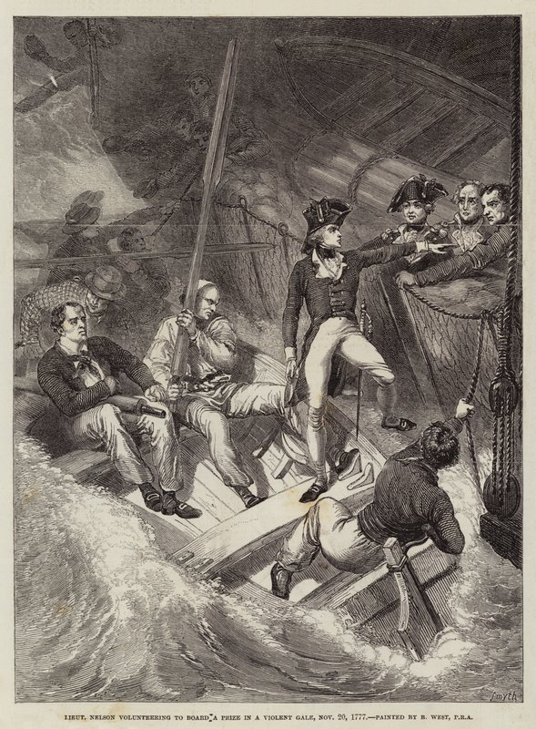 Le lieutenant Nelson se porte volontaire pour aborder un prix dans une violente tempête, 20 novembre 1777 - Benjamin West