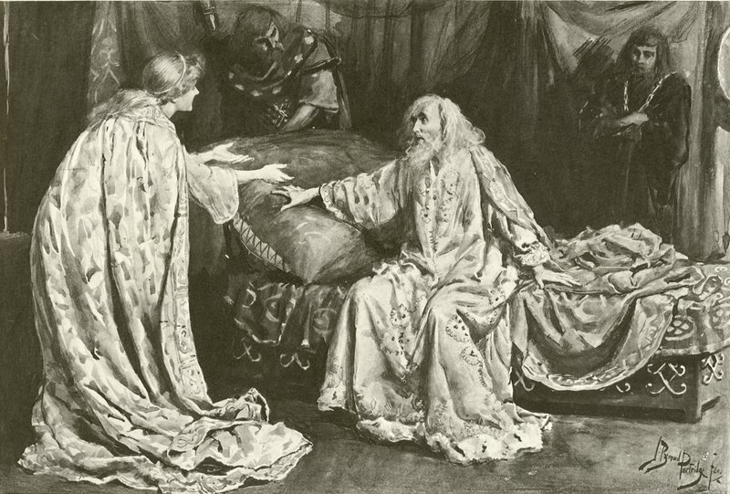 Mlle Ellen Terry en Cordelia, M. Henry Irving en Roi Lear - Bernard Partridge