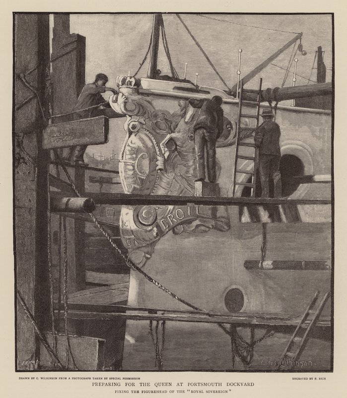 Préparatifs pour la reine Victoria au chantier naval de Portsmouth - C.A. Wilkinson