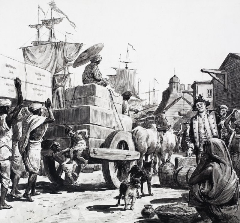 A Livraison de marchandises aux entrepôts de la Compagnie des Indes orientales - C.L. Doughty