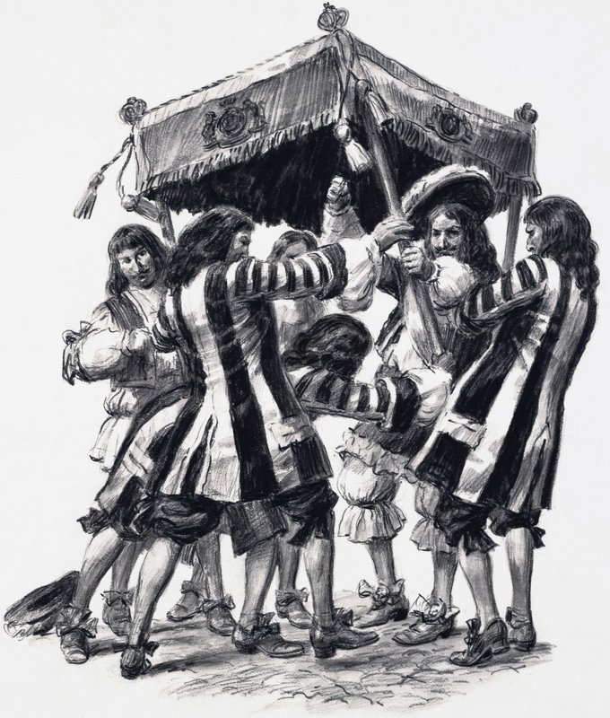Couronnement de Charles II (gouache sur papier) - C.L. Doughty