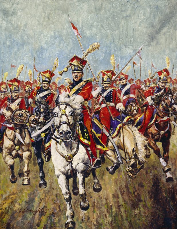 Charge de la cavalerie française (huile sur toile) - C.L. Doughty