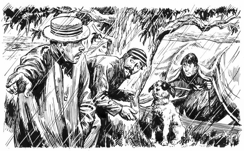 Illustration pour Three Men In A Boat de Jerome K Jerome (plume et encre) - C.L. Doughty
