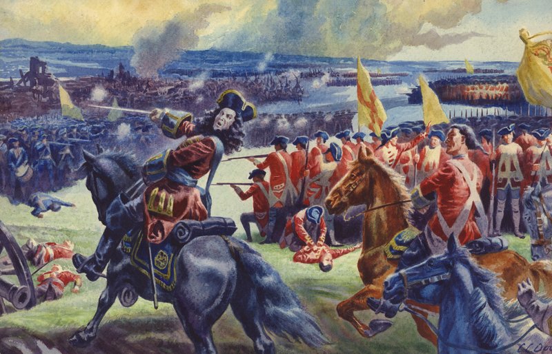 Le roi George II à la bataille de Dettingen ( ) (gouache sur papier) - C.L. Doughty