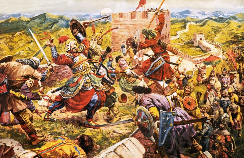 Soldats mongols franchissant la Grande Muraille de Chine - C.L. Doughty