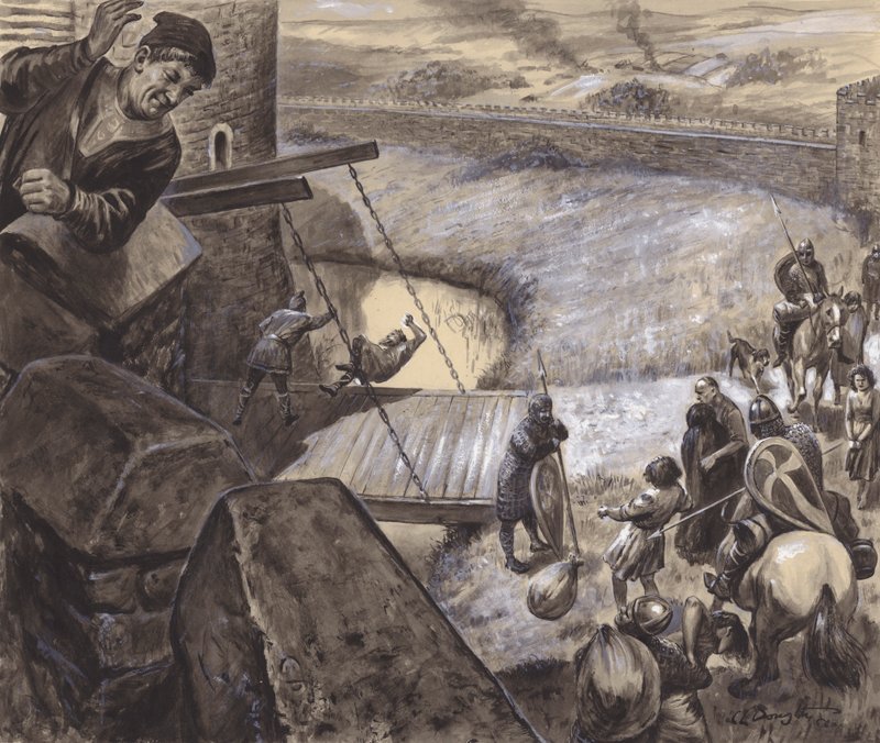 Scène historique non identifiée (gouache sur papier) - C.L. Doughty