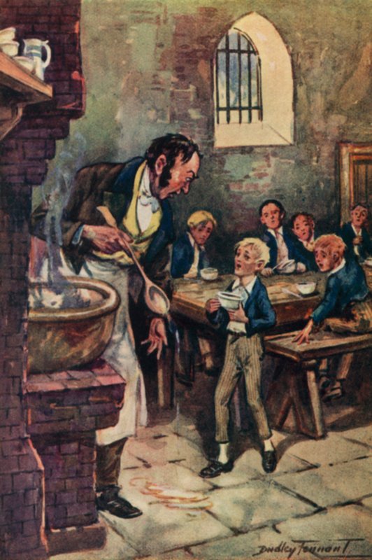 Illustration pour Oliver Twist de Charles Dickens (lithographie en couleur) - C. Dudley (after) Tennant