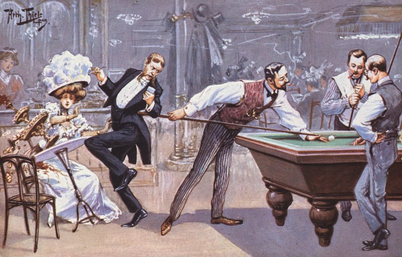 Scène comique dans une salle de billard - Carl Robert Arthur Thiele