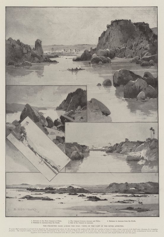 Les barrages projetés sur le Nil, vues de la partie du fleuve affectée - Charles Auguste Loye