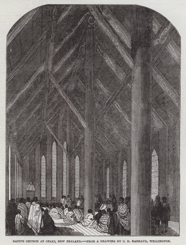 Église indigène à Otaki, Nouvelle-Zélande - Charles Decimus Barraud