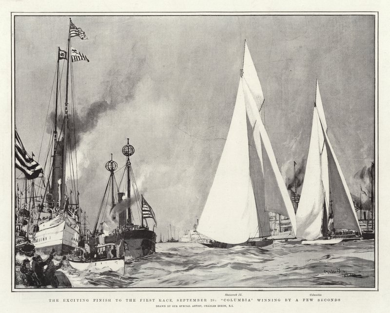 La fin excitante de la première course, 28 septembre, Columbia gagnant de quelques secondes - Charles Edward Dixon