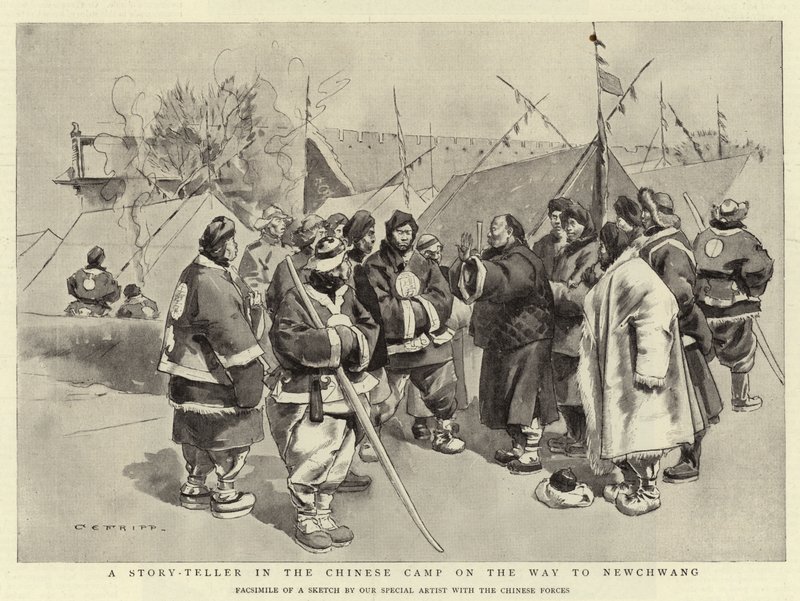 Un conteur dans le camp chinois en route vers Newchwang - Charles Edwin Fripp