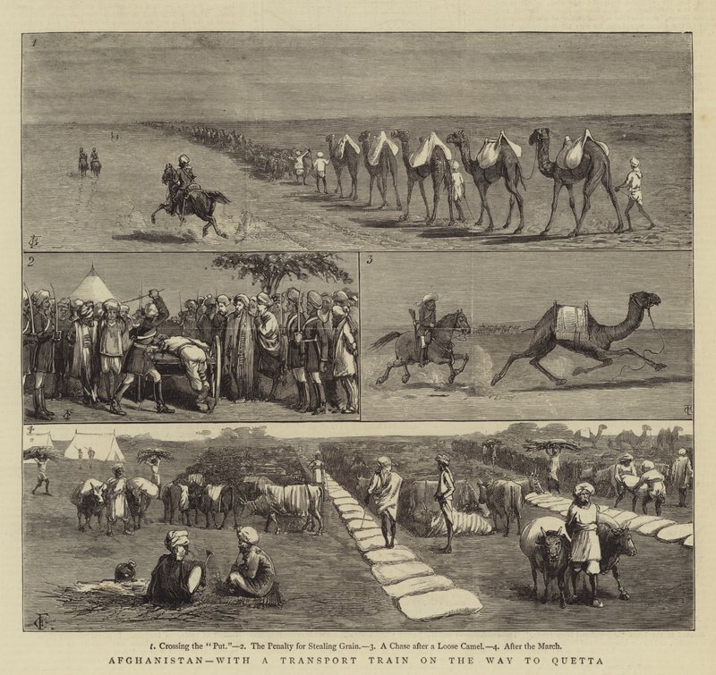 Afghanistan, avec un train de transport en route vers Quetta - Charles Edwin Fripp