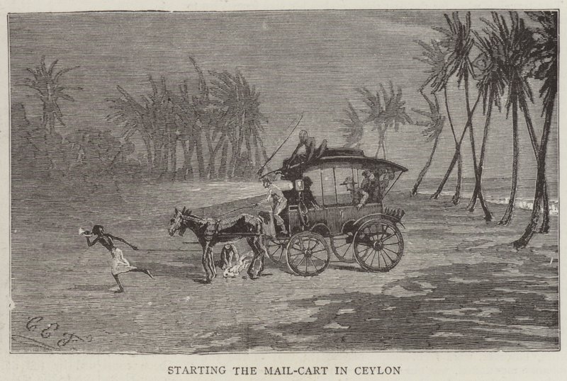 Départ du chariot postal à Ceylan - Charles Edwin Fripp