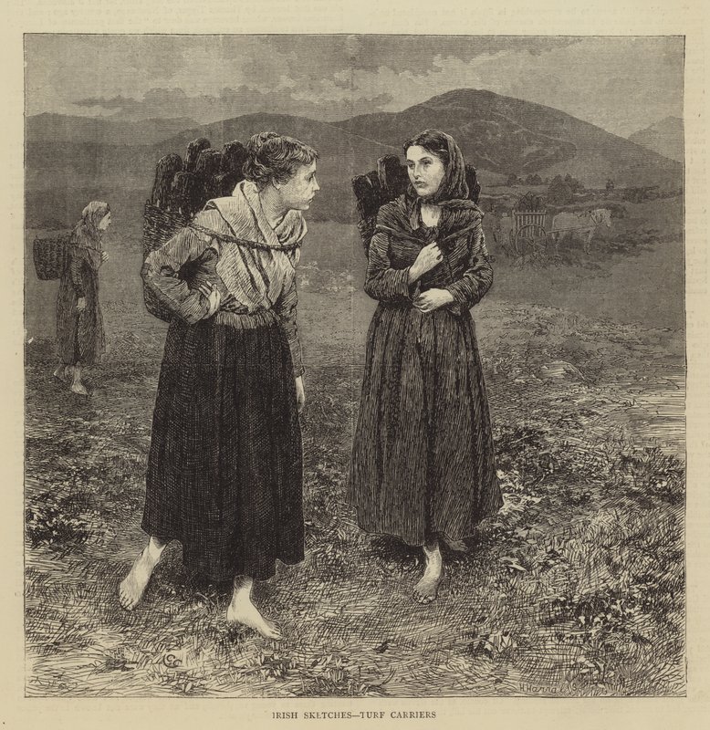 Croquis irlandais, porteurs de tourbe - Charles Green
