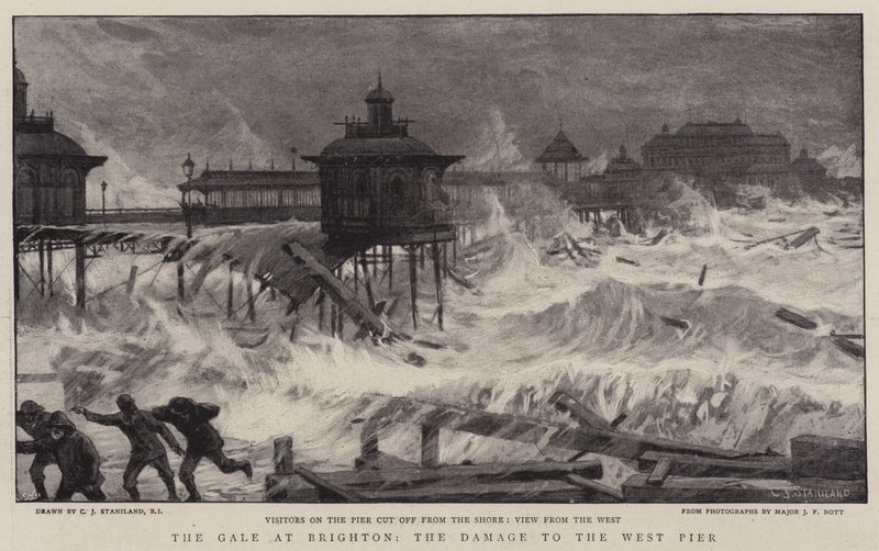 La tempête à Brighton, les dégâts sur la jetée ouest - Charles J. Staniland