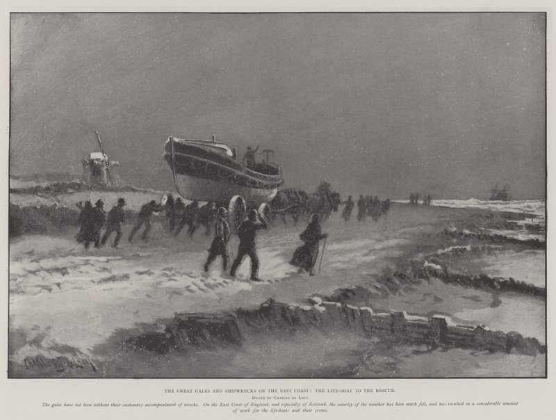 Les grandes tempêtes et naufrages sur la côte est, le bateau de sauvetage au secours - Charles John de Lacy