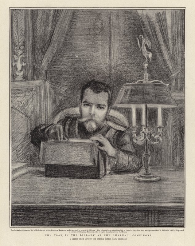 Le tsar dans la bibliothèque du château, Compiègne - Charles Paul Renouard