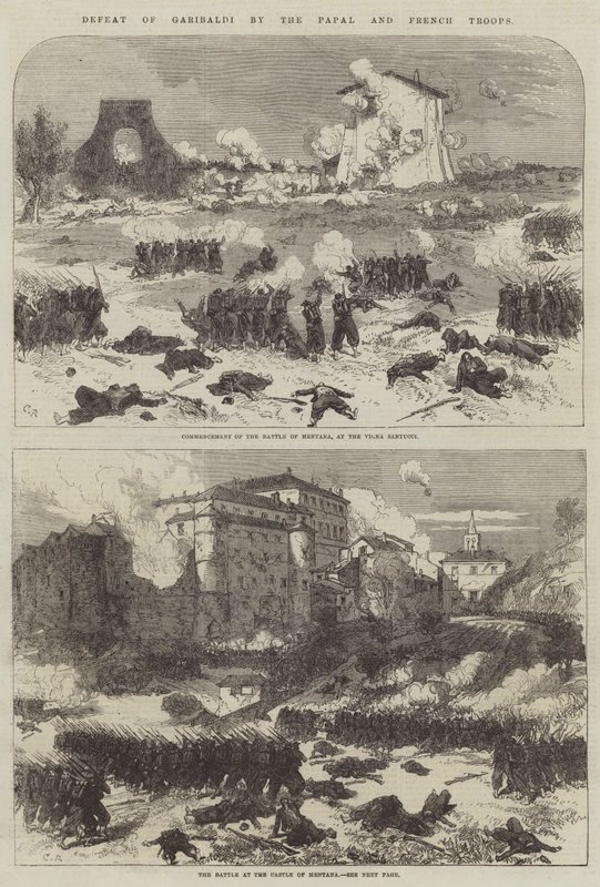 Défaite de Garibaldi par les troupes papales et françaises - Sir John Charles Robinson