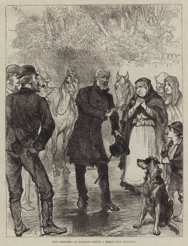 Croquis irlandais, un orateur itinérant, un croquis près de Killarney - Sir John Charles Robinson