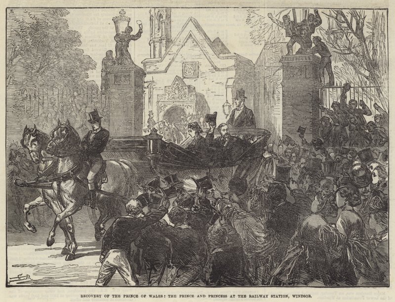 Récupération du prince de Galles, le prince et la princesse à la gare, Windsor - Sir John Charles Robinson