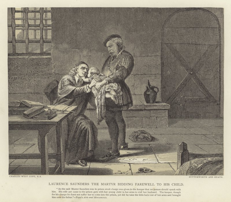 Laurence Saunders le martyr faisant ses adieux à son enfant - Charles West Cope
