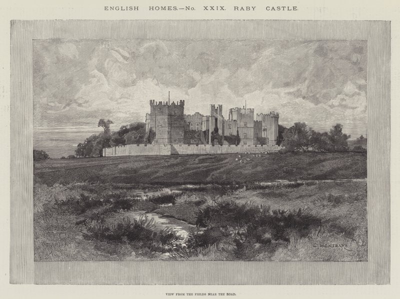 Château de Raby, vue des champs près de la route - Charles Auguste Loye