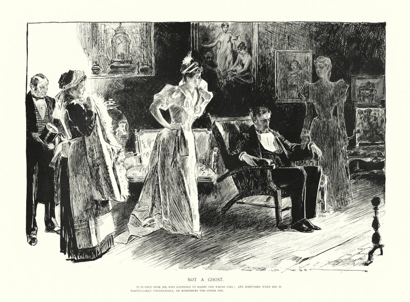Pas un fantôme (lithographie) - Charles Dana Gibson